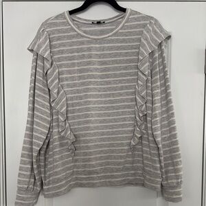 Striped Gray Ruffle Top